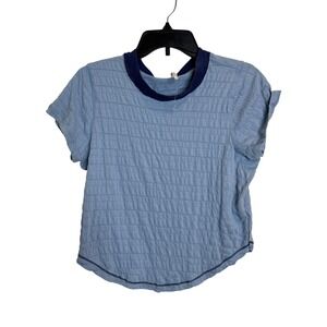 Free People Shirt Womens Large Textured Short Sleeve Lightweight‎ Boho Casual